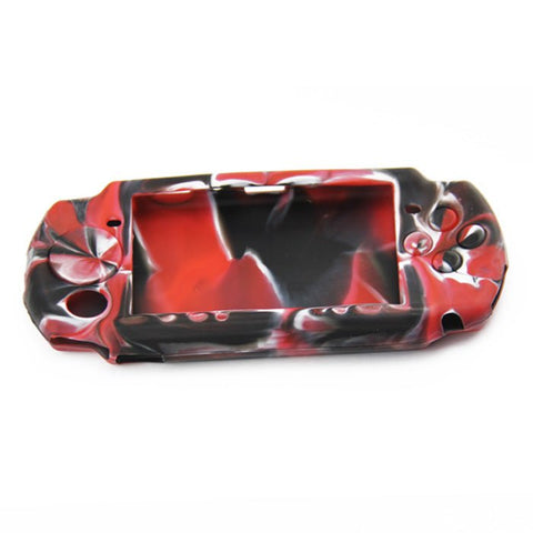 Protective cover for PSP 3000 Sony console silicone skin rubber case - Red & Black Camo | ZedLabz - 1