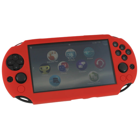 Protective cover for Sony PS Vita 2000 Slim console SC - 1 soft silicone skin bumper case - Red | ZedLabz - 2