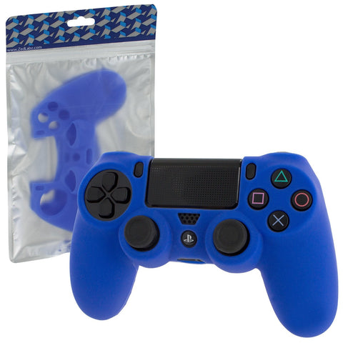 Protective cover for Sony PS4 controller silicone rubber skin grip with ribbed handle - blue | ZedLabz - 1