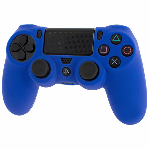 Protective cover for Sony PS4 controller silicone rubber skin grip with ribbed handle - blue | ZedLabz - 2