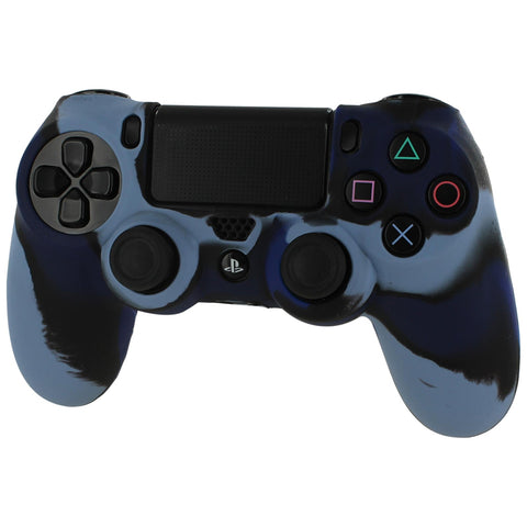 Protective cover for Sony PS4 controller silicone rubber skin grip with ribbed handle - camo dark blue | ZedLabz - 2