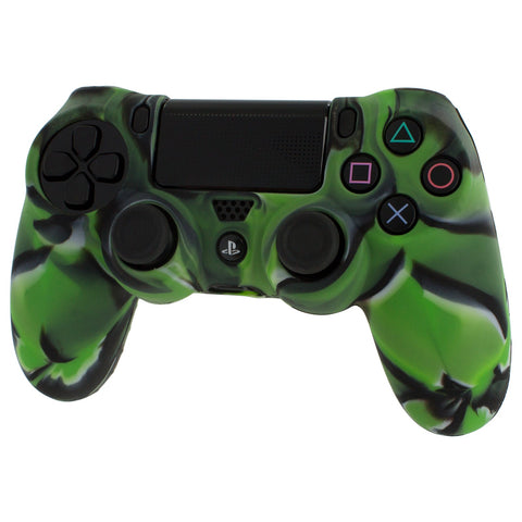 Protective cover for Sony PS4 controller silicone rubber skin grip with ribbed handle - camo green | ZedLabz - 2