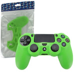 Protective cover for Sony PS4 controller silicone rubber skin grip with ribbed handle - Green | ZedLabz - 1