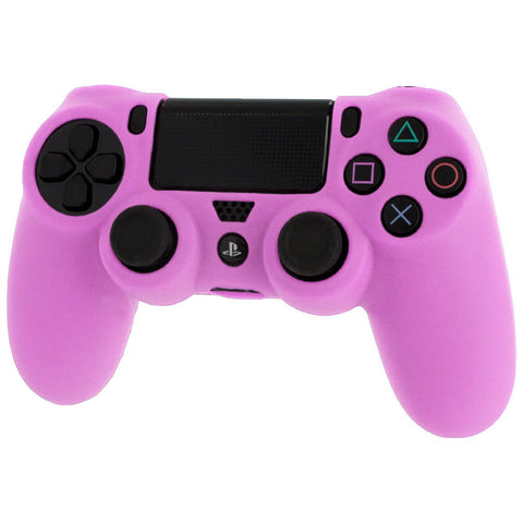 Protective cover for Sony PS4 controller silicone rubber skin grip with ribbed handle - Pink | ZedLabz - 2