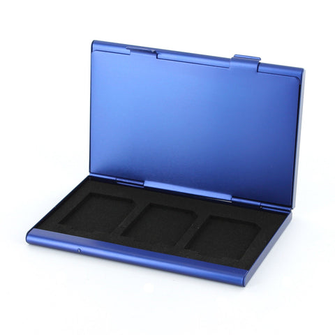 Protective holder for SD SDHC memory card case Aluminium Metal - Blue | ZedLabz - 1