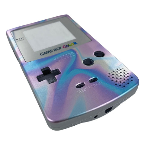 Rainbow oil slick housing shell for Nintendo Game Boy Color - UV printed front & Silver back | ZedLabz - 2