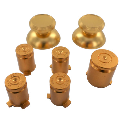 Replacement Metal Thumbsticks & Bullet Buttons Set For Xbox 360 Controllers - Gold | ZedLabz - 1