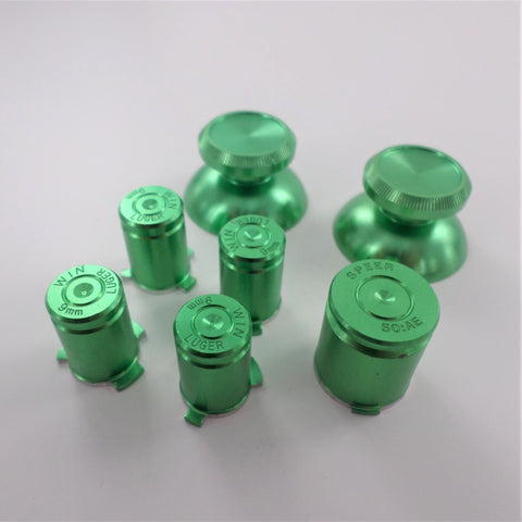 Replacement Metal Thumbsticks & Bullet Buttons Set For Xbox 360 Controllers - Green | ZedLabz - 2