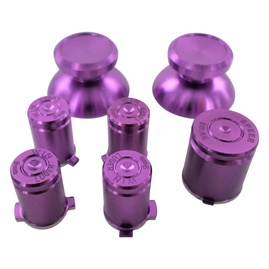 Replacement Metal Thumbsticks & Bullet Buttons Set For Xbox 360 Controllers - Purple | ZedLabz - 1