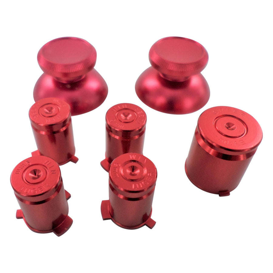 Replacement Metal Thumbsticks & Bullet Buttons Set For Xbox 360 Controllers - Red | ZedLabz - 1