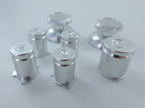 Replacement Metal Thumbsticks & Bullet Buttons Set For Xbox 360 Controllers - Silver | ZedLabz - 2