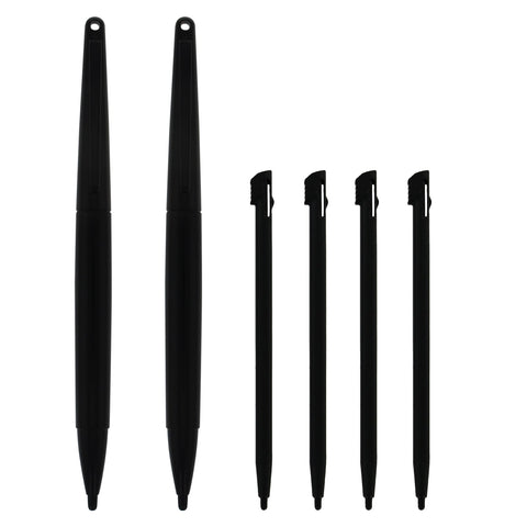 Replacement Standard & XL Stylus Pen Pack For Nintendo 2DS - 6 Pack Black | ZedLabz - 1