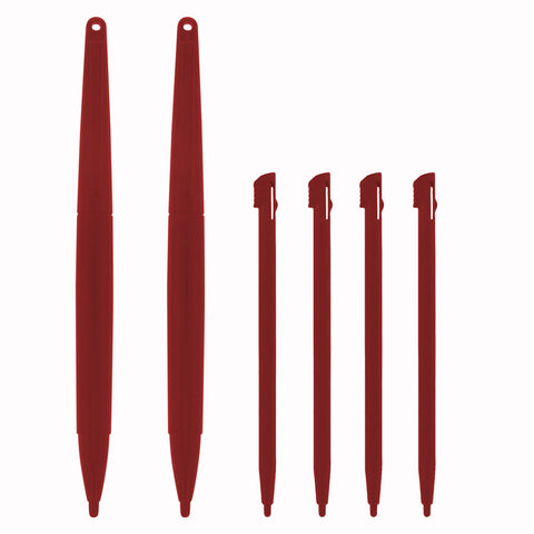 Replacement Standard & XL Stylus Pen Pack For Nintendo 2DS - 6 Pack Red | ZedLabz - 1