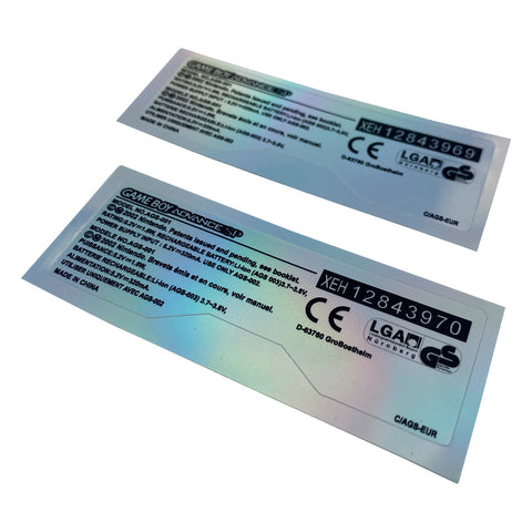 Reproduction holographic sticker for Nintendo Game Boy Advance SP handheld console GBA SP - Gloss holo silver 2 pack | Gameduck - 2