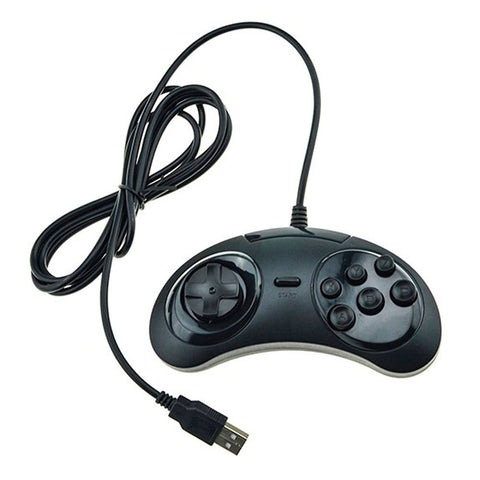 Retro PC & Mac wired USB controller classic Sega Mega Drive styled gamepad - 1.8m black | ZedLabz - 1