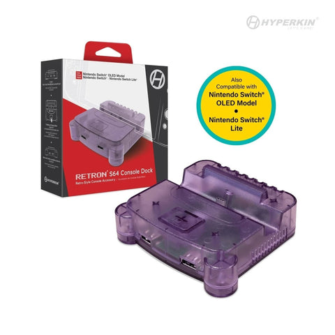 Retron S64 console dock for Nintendo Switch, Switch OLED & Switch Lite N64 style - Atomic purple | Hyperkin - 1