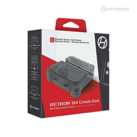 Retron S64 console dock for Nintendo Switch, Switch OLED & Switch Lite N64 style - Smoke Grey | Hyperkin - 2