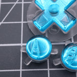 Hand cast custom resin buttons for Nintendo Game Boy Color (GBC CGB) - Chrome blue | Lab Fifteen Co