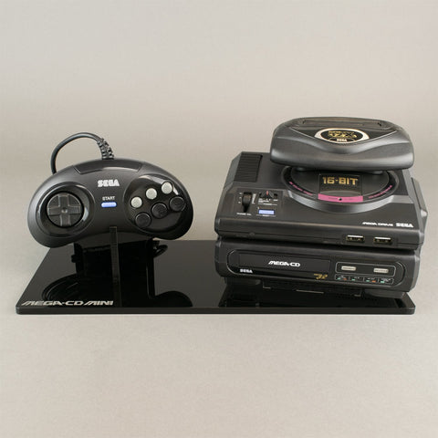 Shelf candy stand for Sega Mega - CD Classic Mini console & controller - Crystal Black | Rose Colored Gaming - 1