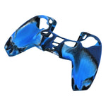 Skin grip cover for Sony PS5 controller silicone rubber leather textured - Camo Blue | ZedLabz - ZedLabz800722