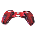 Skin grip cover for Sony PS5 controller silicone rubber leather textured - Camo Red | ZedLabz - ZedLabz800723