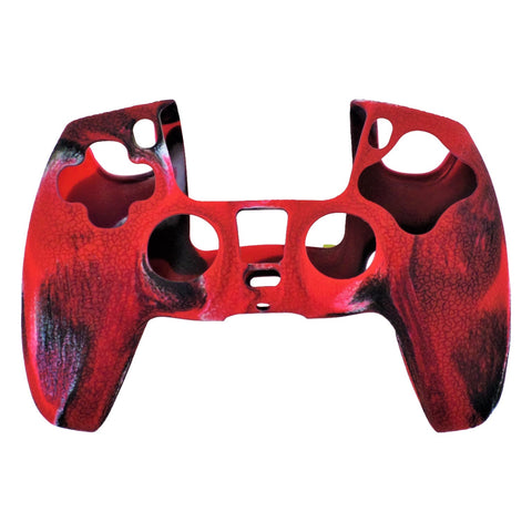 Skin grip cover for Sony PS5 controller silicone rubber leather textured - Camo Red | ZedLabz - ZedLabz800723