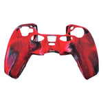 Skin grip cover for Sony PS5 controller silicone rubber leather textured - Camo Red | ZedLabz - ZedLabz800723