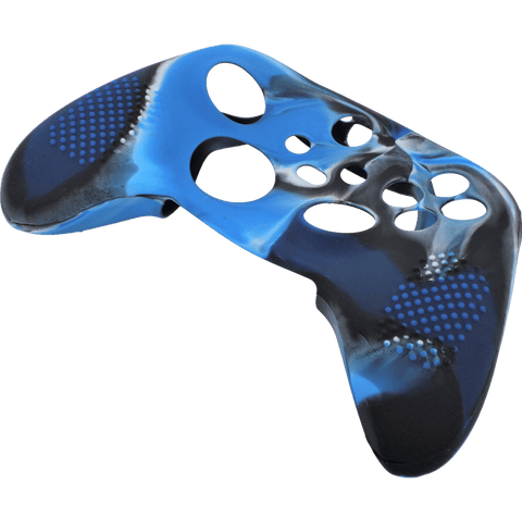 Skin grip cover for Xbox Series X controller soft silicone rubber with ribbed handle - Camo Blue | ZedLabz - 2