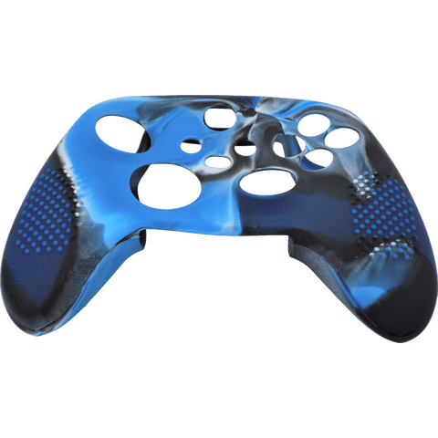 Skin grip cover for Xbox Series X controller soft silicone rubber with ribbed handle - Camo Blue | ZedLabz - 1