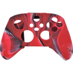 Skin grip cover for Xbox Series X controller soft silicone rubber with ribbed handle - Camo Red | ZedLabz - 1