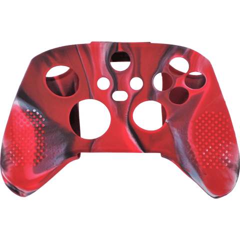 Skin grip cover for Xbox Series X controller soft silicone rubber with ribbed handle - Camo Red | ZedLabz - 1