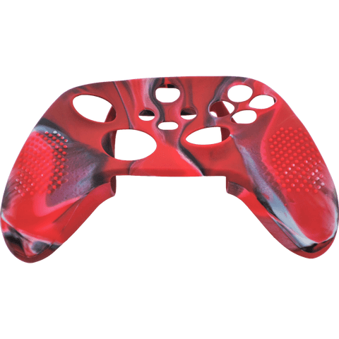 Skin grip cover for Xbox Series X controller soft silicone rubber with ribbed handle - Camo Red | ZedLabz - 2