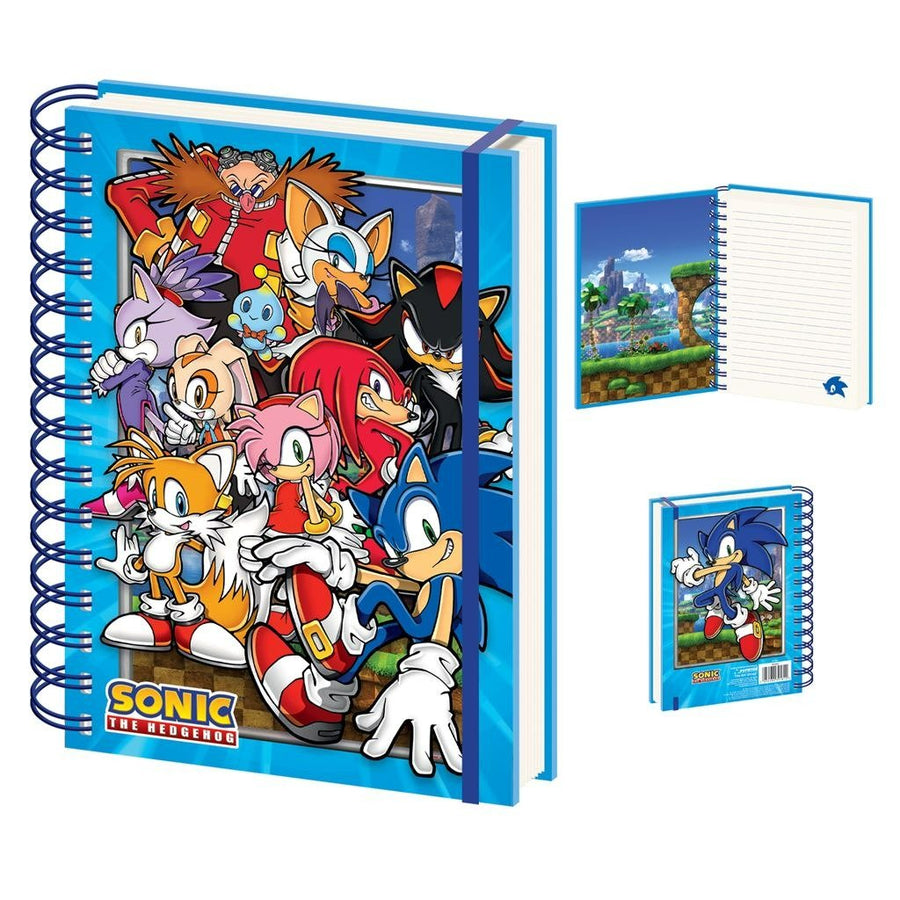 Sonic The Hedgehog Green Hill Zone Gang wiro A5 lined notebook journal officially licensed | Pyramid - 1