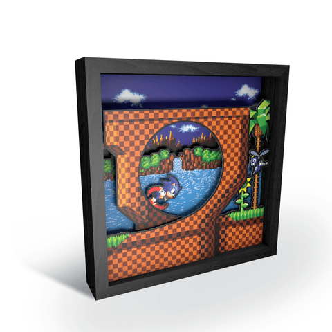 Sonic The Hedgehog Loop Scene video game (1991) shadow box art officially licensed 9x9 inch (23x23cm) | Pixel Frames - 2