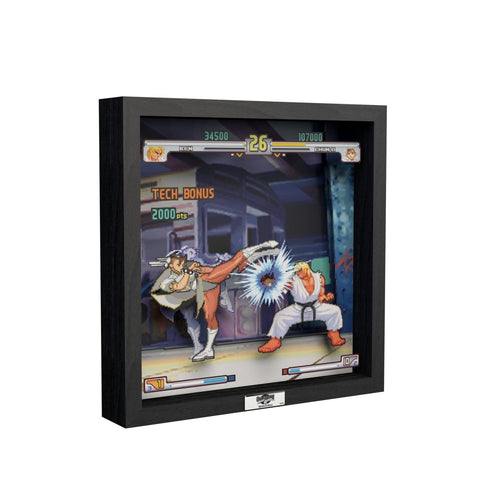 Street Fighter III 3rd strike video game (1999) shadow box art officially licensed 9x9 inch (23x23cm) | Pixel Frames - 1