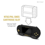 SupaBoy portable handheld Snes Console, compatible with Super NES & Super Famicom game cartridges, NTSC & PAL - Black Gold | Hyperkin - 2