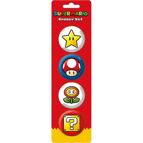 Super Mario essential rubber erasers four different mario designs - set of 4 | Pyramid - 1