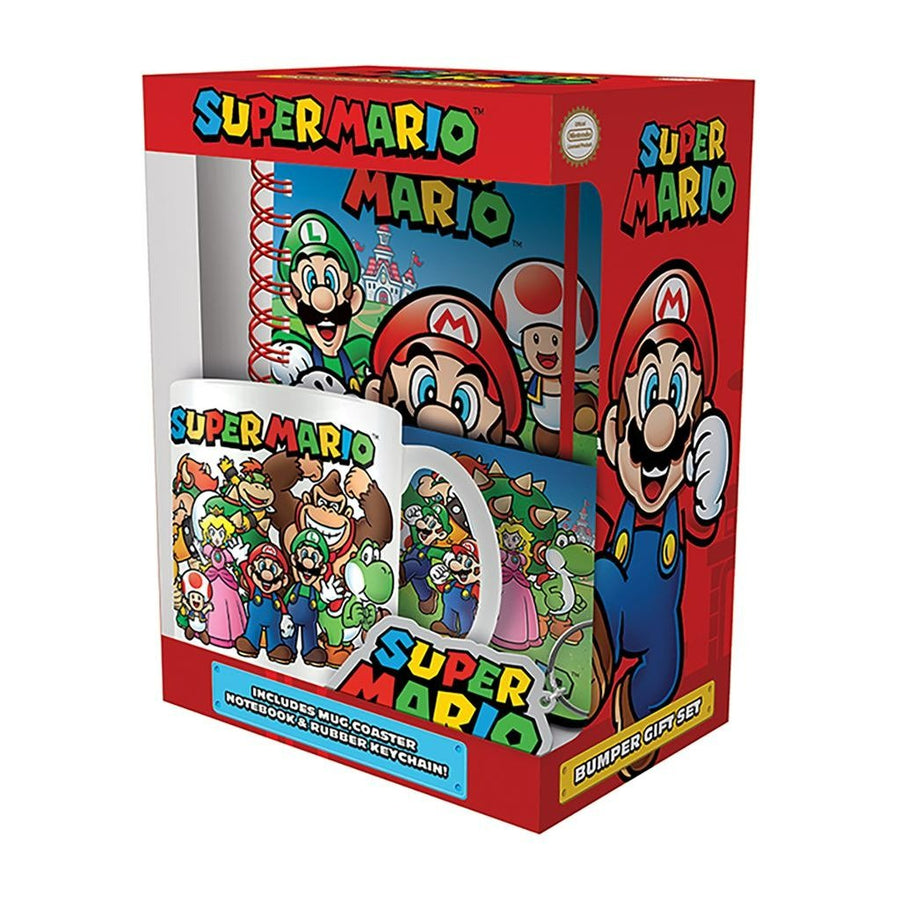 Super Mario evergreen premium gift set including Mug, Coaster, notebook & Keychain | Pyramid - 1