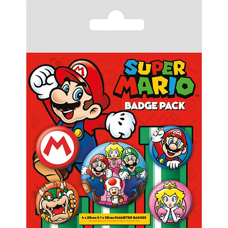 Super Mario series official badge pack featuring Mario, friends and foes | Pyramid - 1