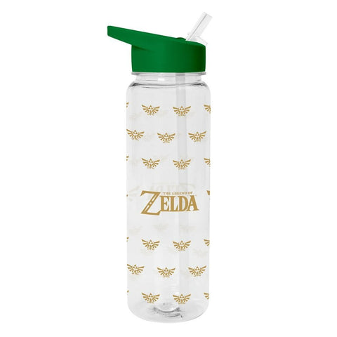 The Legend of Zelda Hyrule Crest Plastic drinks bottle with integrated straw 700ml (25oz) green | Pyramid - 1