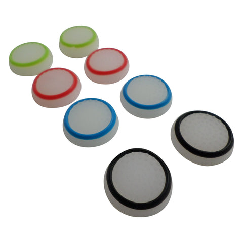 Thumb grips for PS4 Sony controller dotted stick cover grip caps - 8 pack Glow in the dark multi colour | ZedLabz - 1