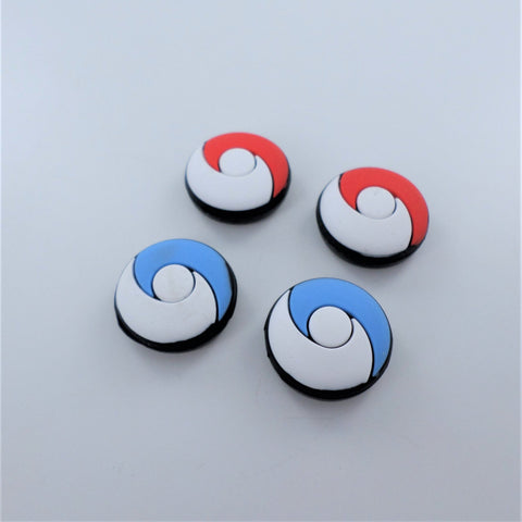 Thumb stick caps for Nintendo Switch Lite & Switch Joy - Con silicone grips Pokemon Taiji style - 4 pack Blue & Red | ZedLabz - 2