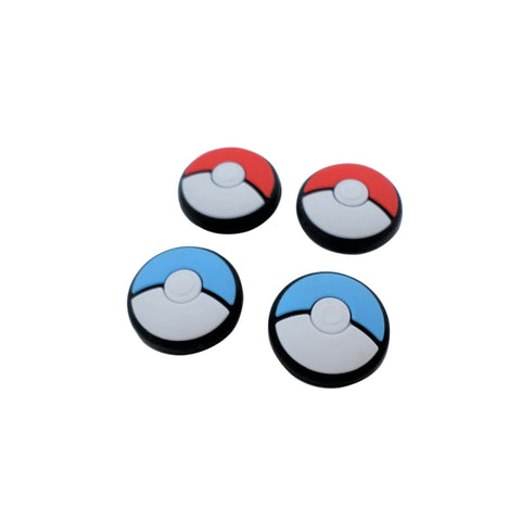 Thumb stick grips for Nintendo Switch Lite & Joy - Con controllers silicone Pokeball Pokemon style - 4 pack red & blue | ZedLabz - 1