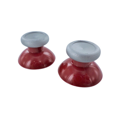 Thumbsticks for Microsoft Xbox One controller OEM concave analog replacement - 2 pack Silver/Red | ZedLabz - 1