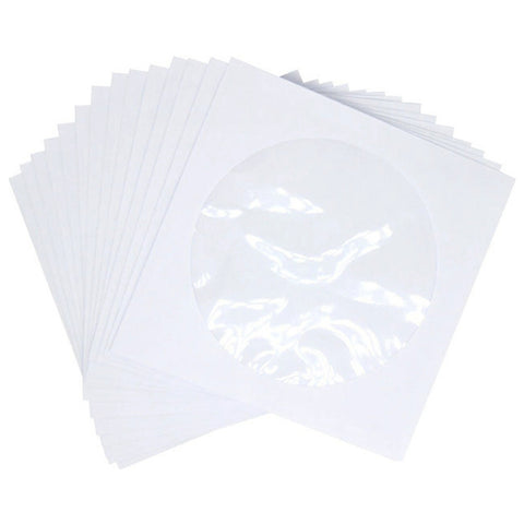 Paper CD storage sleeves for CD, DVD & Blu-ray - 100 pack white | Premium