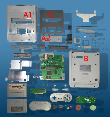 Transparent shell for SNES Super Nintendo PAL (Super famicom SFC JAP) console - Clear black | Retro Game Restore - 2