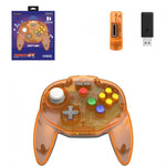 Tribute 64 2.4Ghz wireless N64 mini controller for N64, Switch, PC, Mac and Other USB Devices V2 - Clear orange Hawk editon | Retro - Bit - 1