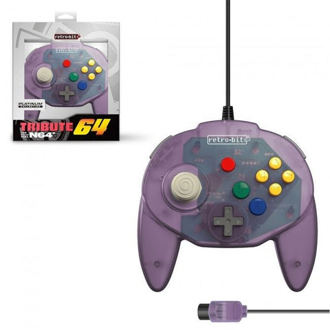 Tribute 64 Wired mini N64 controller pad for Nintendo 64 [N64] - 10ft (3 meters) Atomic Purple | Retro - Bit - 1