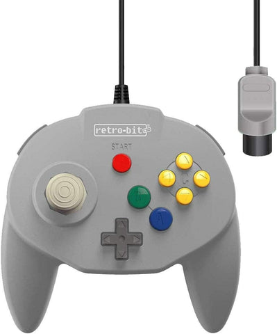 Tribute 64 Wired mini N64 controller pad for Nintendo 64 [N64] - 10ft (3 meters) Grey | Retro - Bit - 2