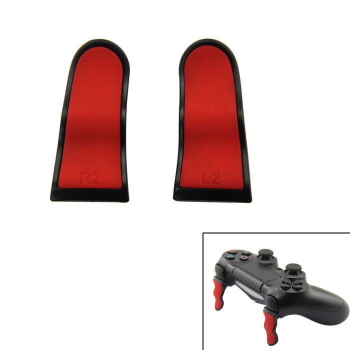 Trigger extenders for PS4 Sony Controller L2 R2 rubberised replacement - Black & Red | ZedLabz - 1